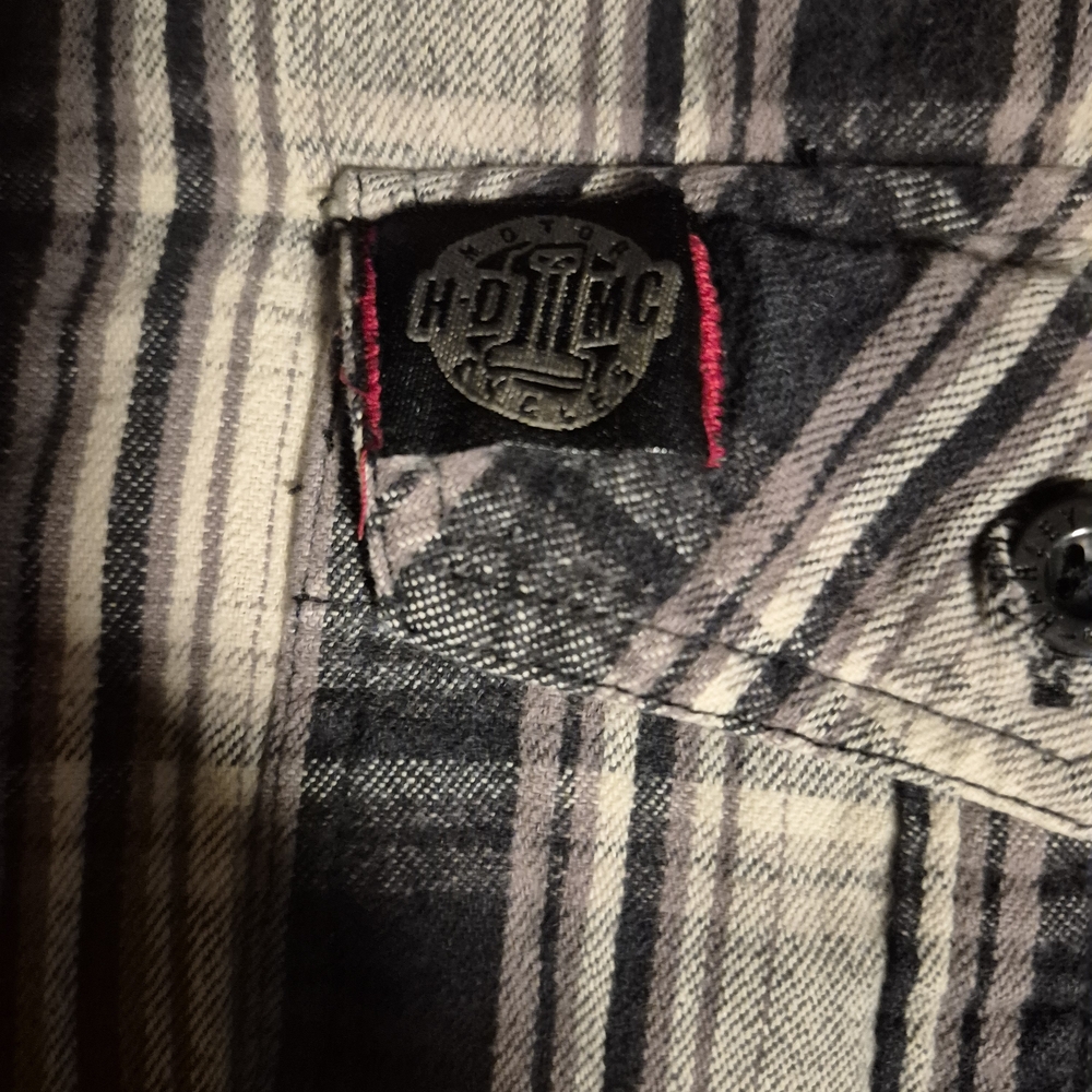 Harley Davidson Men's Black Plaid Long Sleeve Button Down Flannel Shirt SZ LG - Picture 7 of 10